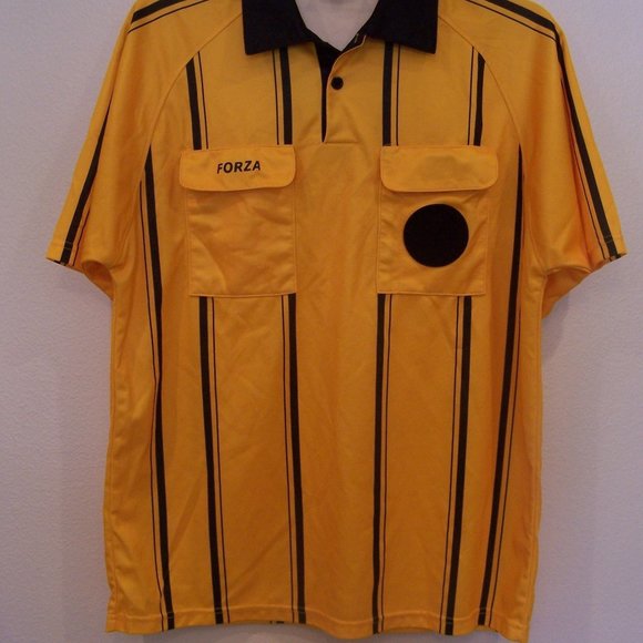 FORZA SOCCER YELLOW & BLACK STRIPED REFEREE JERSEY #3450 - Picture 9 of 9